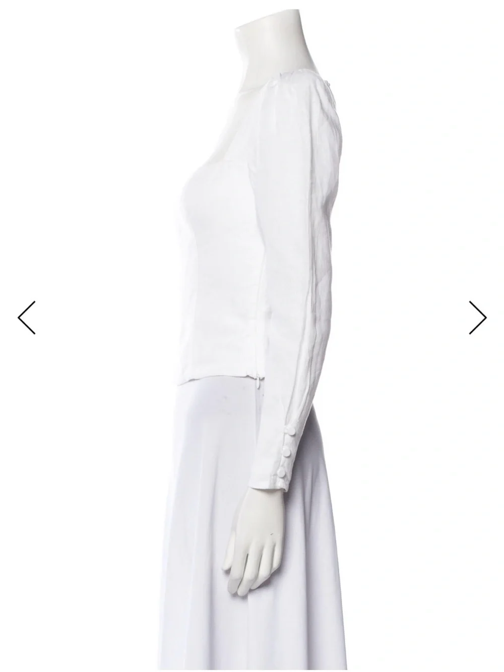 Reformation White Square-Neck Puff Sleeve Blouse